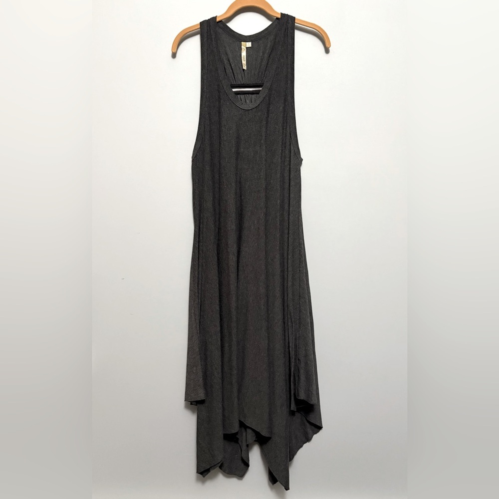 NWOT Comfy USA Elegant Sleeveless Dark Heather Gray Dress with Zipper in back